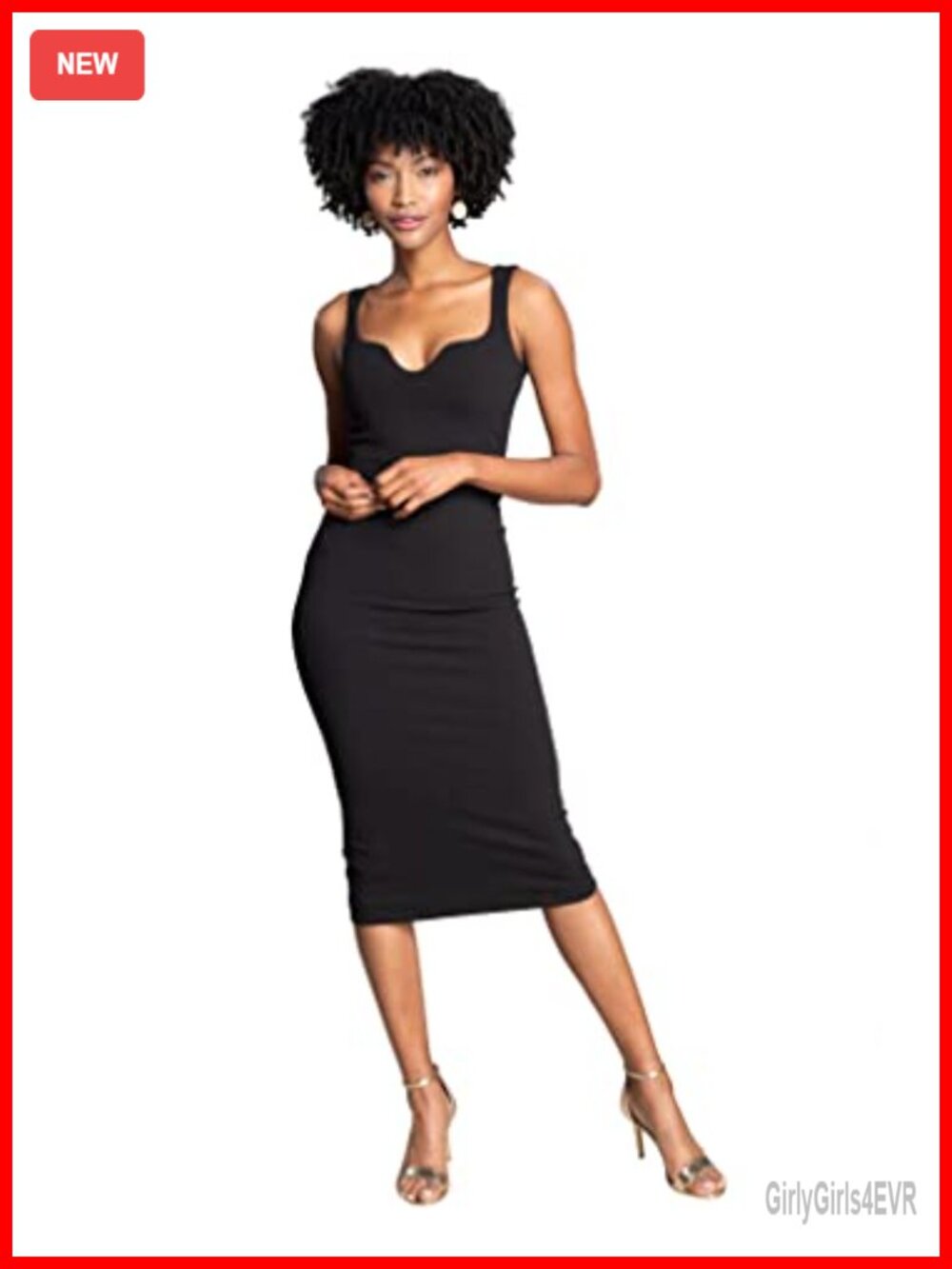 Sloane Rounded V Neck Bodycon Midi Dress